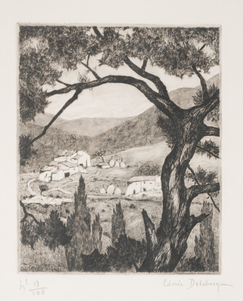 edmee pauline delebecque, lithographie numéroté des alentours de Dieulefit