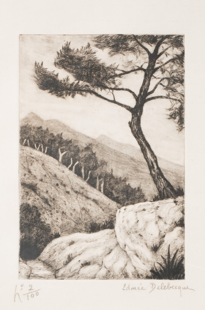 edmee pauline delebecque, lithographie numéroté des alentours de Dieulefit