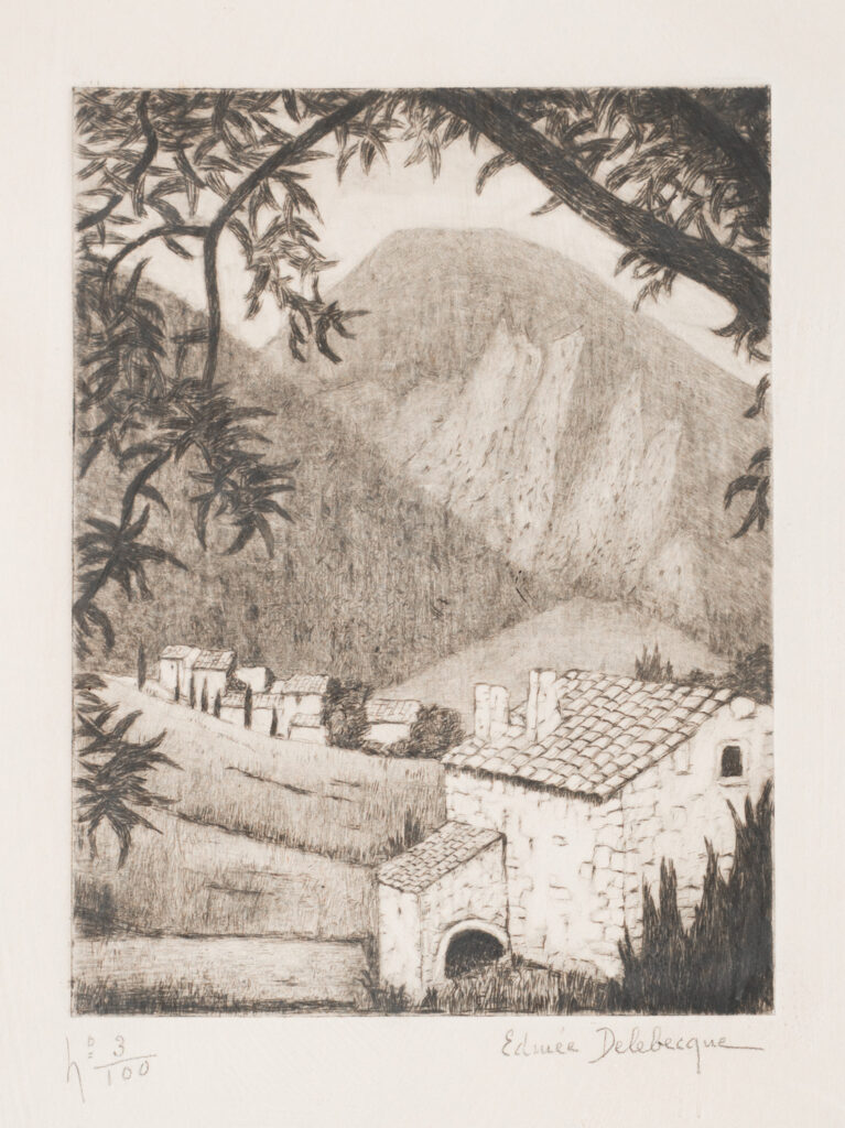 edmee pauline delebecque, lithographie numéroté des alentours de Dieulefit