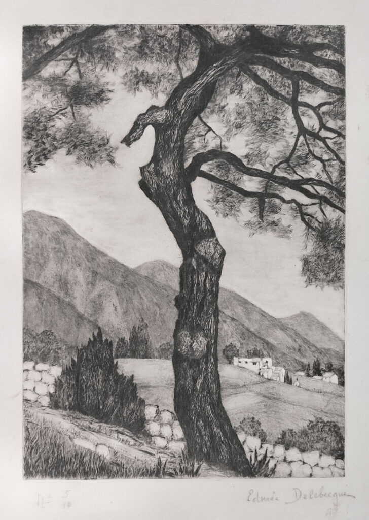 edmee pauline delebecque, lithographie numéroté des alentours de Dieulefit